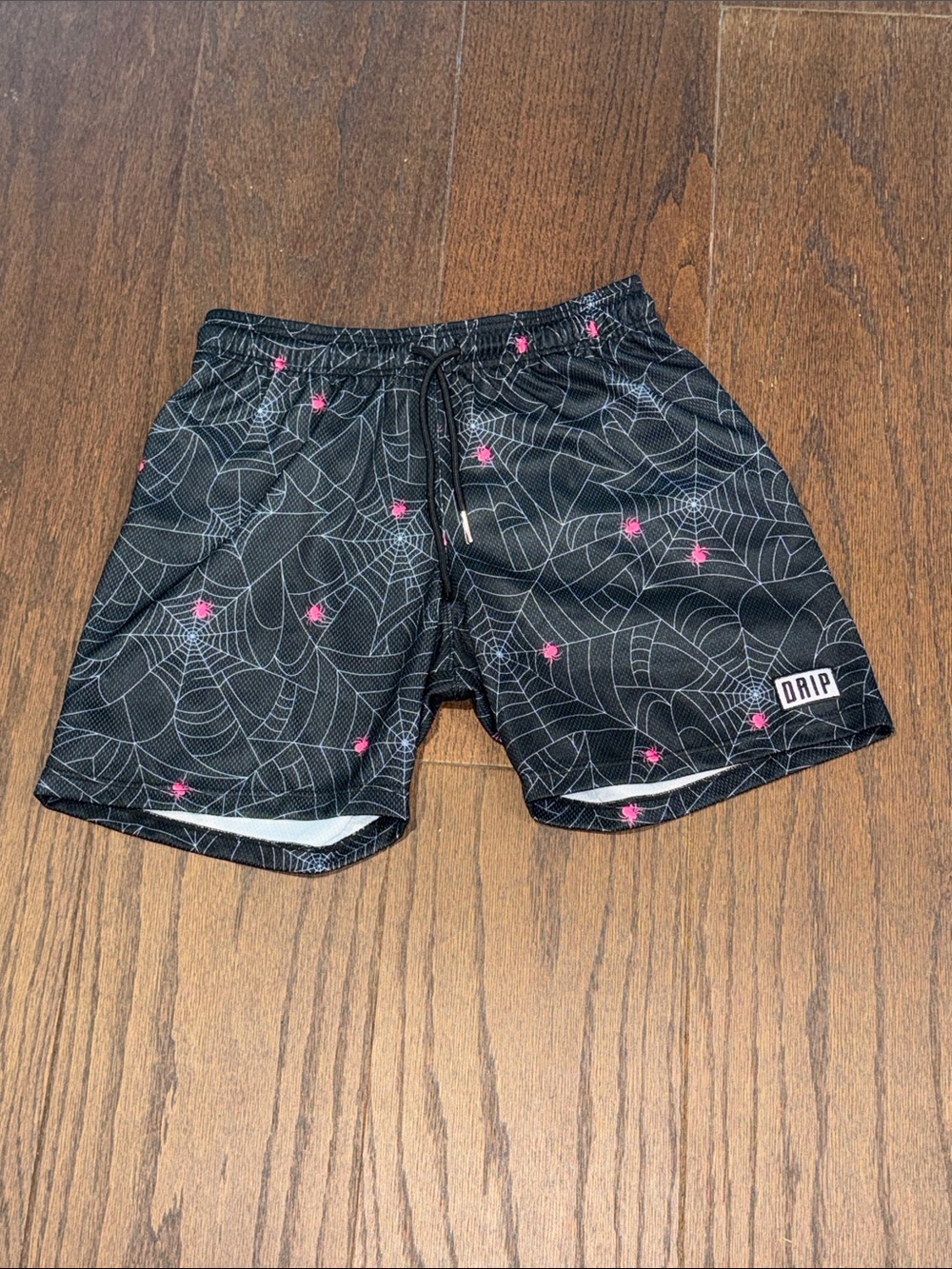 Drip Boys Black Web-Print Shorts Pink Accents Size Large